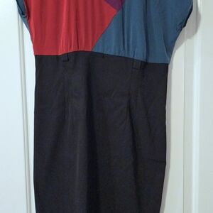 Alyx Red, Teal, and Black Midi Dress